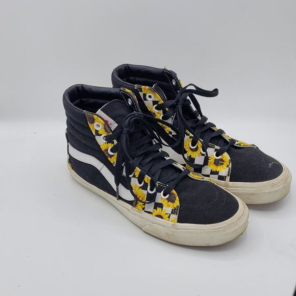 Vans Sk8-Hi custom shoes with a sunflower design women's size 8.5 - Picture 2 of 9